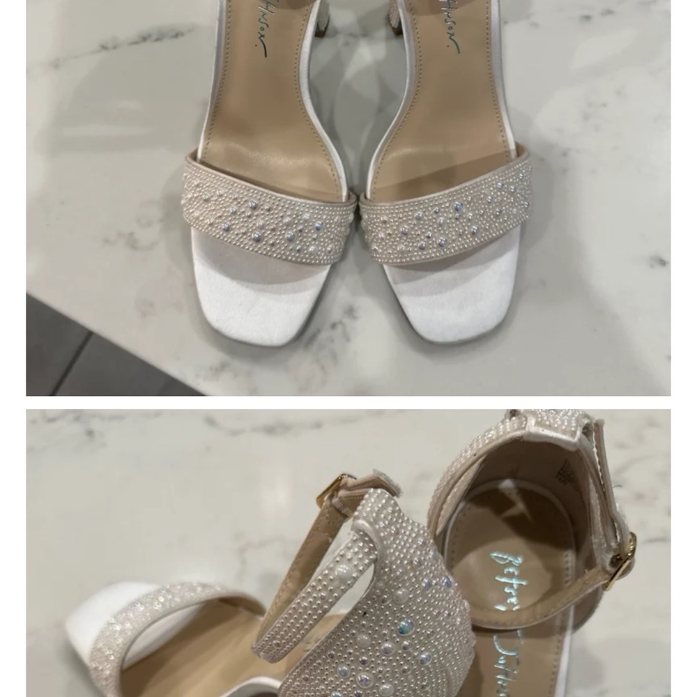 Betsey Johnson White Pearl Embellished Women's Heels